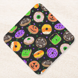 Cool Cute Glitter Confetti Doughnuts Halloween Paper Coaster