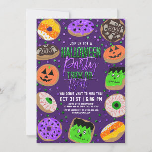 Cool Cute Glitter Confetti Doughnuts Halloween Par Invitation