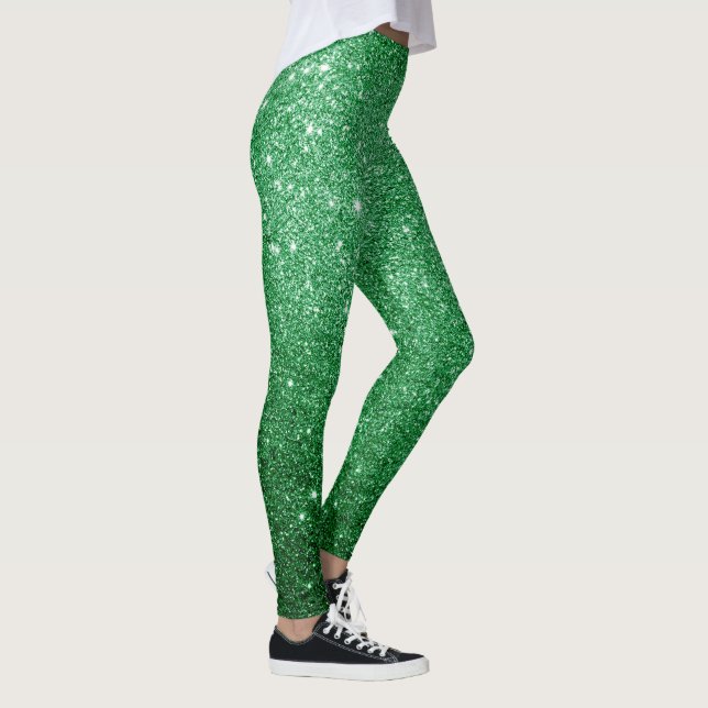 cool cute light green glitter pattern leggings (Right)