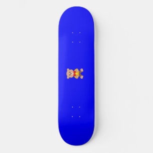 Cool Cute Little Bowtie Teddy Bear on Blue  Skateboard