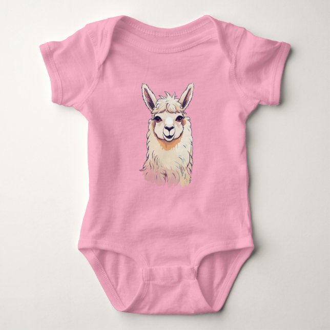 Cool Cute Llama Baby Bodysuit (Front)