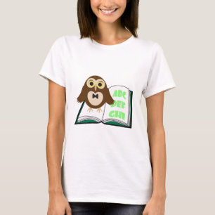 Cool Cute owl with Alphabet book Back to school T-Shirt