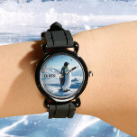 Cool Cute Penguin Ice Watch<br><div class="desc">A cute watch featuring a painting of a penguin on ice. Nice for children as well as adults :-)</div>