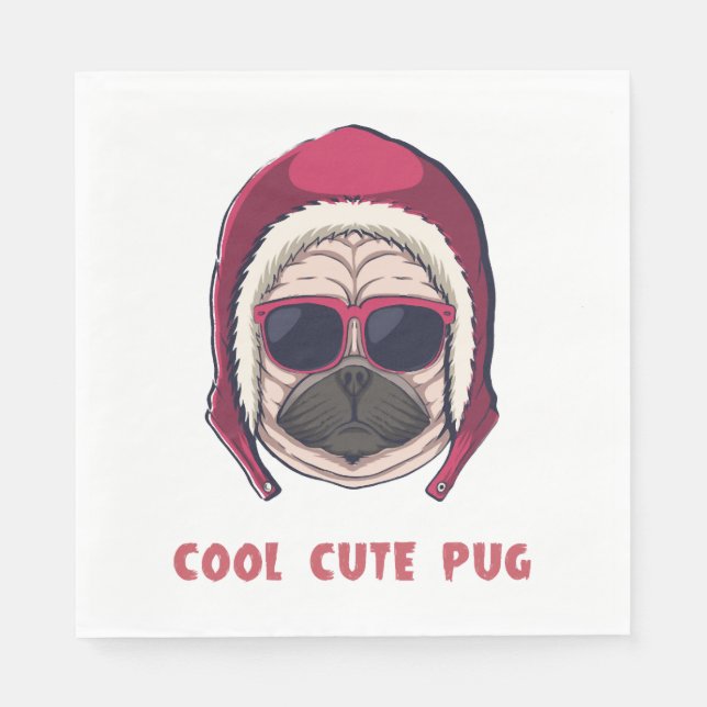 Cool Cute Pug Napkin (Front)