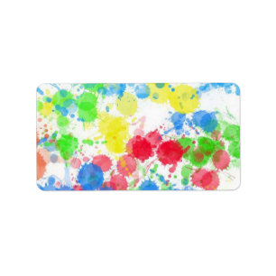 Cool cute  trendy colourful splatters watercolours label