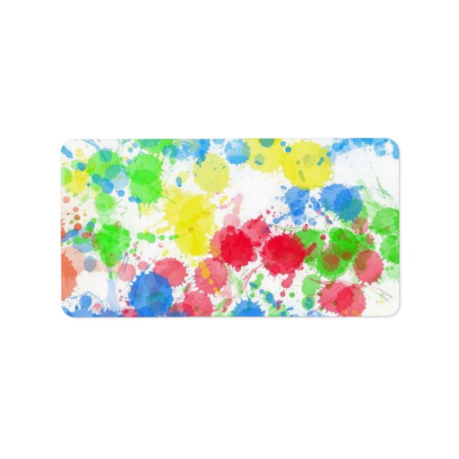 Cool cute  trendy colourful splatters watercolours label (Front)