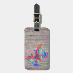 Cool cute watercolours splatters vintage butterfly luggage tag