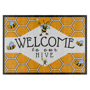 Cool & Cute Welcome To Our Bee Hive Cutting Board