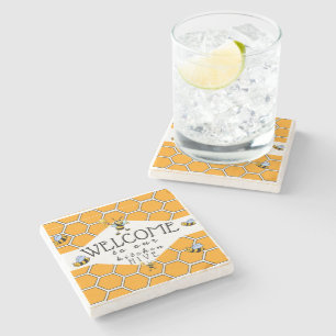 Cool & Cute Welcome To Our Kitchen Bee Hive Stone Coaster