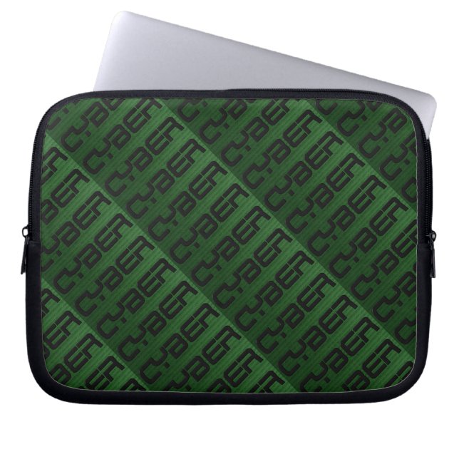 Cool Cyber Graphic Green Laptop Sleeve (Front)