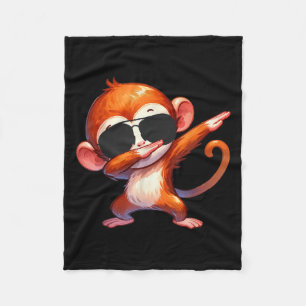 Cool Dab Monkey With Sungles Cartoon Humor  Fleece Blanket