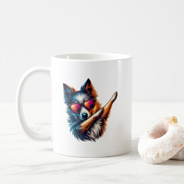 Cool Dabbing Dog Art Coffee Mug (With Donut)
