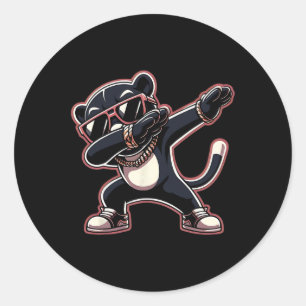 Cool Dabbing Panther Black Wearing Cool Sungles Classic Round Sticker