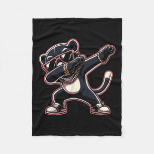 Cool Dabbing Panther Black Wearing Cool Sungles  Fleece Blanket