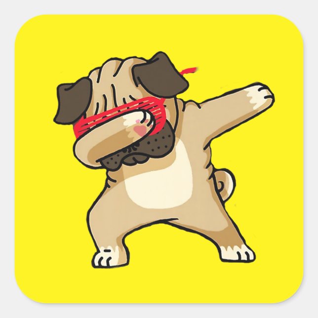 Cool Dabbing Pug Dog Dance  Square Sticker (Front)