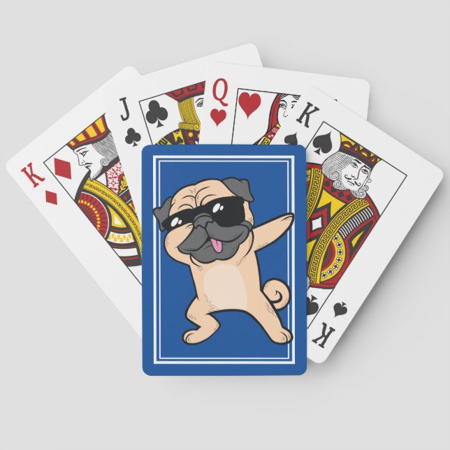 Cool Dabbing Pug Funny Tan Dog Dab Playing Cards (Back)