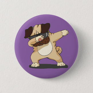 Cool Dabbing Pug with Sunglasses Badge 2 Inch Round Button