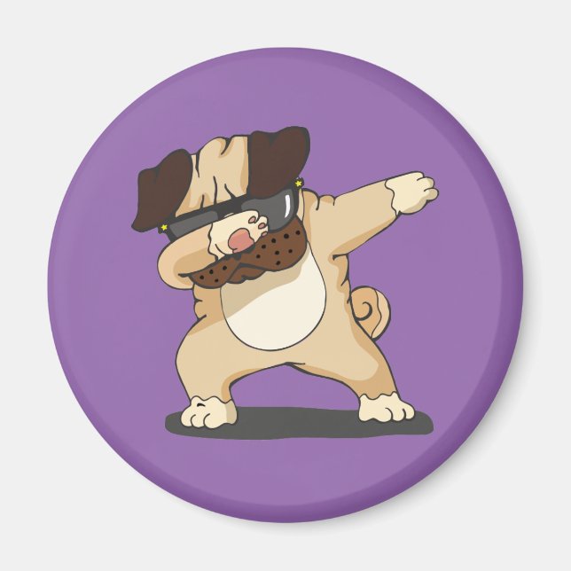 Cool Dabbing Pug with Sunglasses Magnet (Front)
