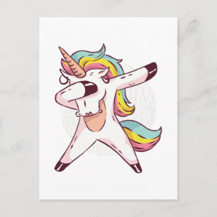 Cool Dabbing Unicorn Rainbow Trendy Dance Moves Postcard