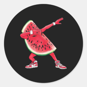 Cool Dabbing Watermelon Funny Fruit Dancing Athlet Classic Round Sticker