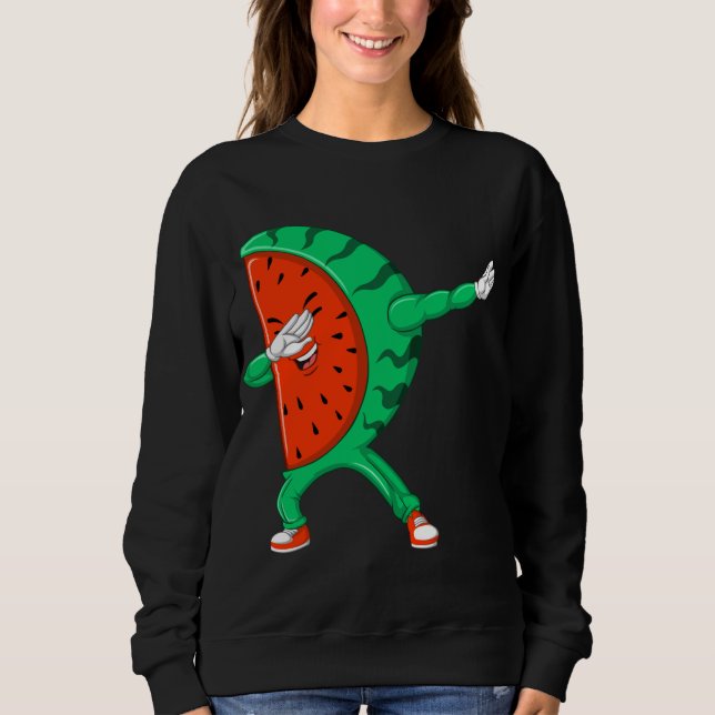 Cool Dabbing Watermelon Funny Fruit Dancing Athlet Sweatshirt (Front)