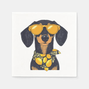 Cool Dachshund Dog Sunglasses Lemons Napkin