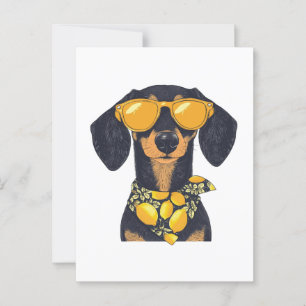Cool Dachshund Dog Sunglasses Lemons Postcard