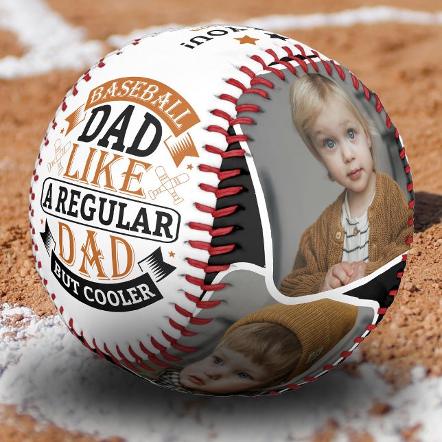 Cool Dad 4 Photo Collage Father Gift Baseball (Creator Uploaded)