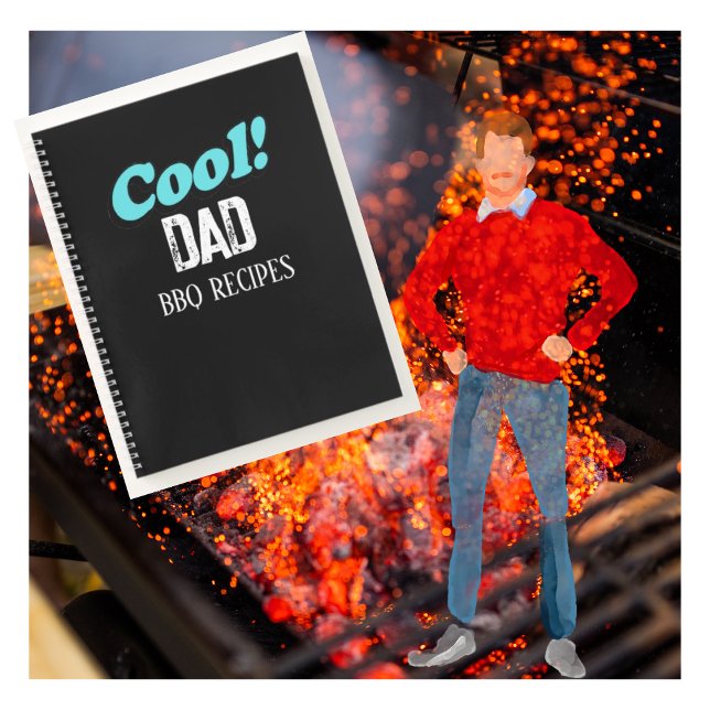 Cool Dad BBQ Recipes Blue Retro Personalized Notebook (Creator Uploaded)