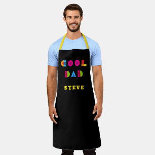 Cool Dad Fun Colourful Typography Name Black Apron
