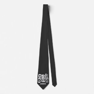Cool Dad Funny Black and White Typography Tie