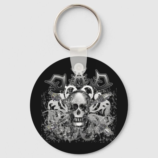 Cool DAD in Heavy Metal Style Tshirts and Gifts Keychain (Front)