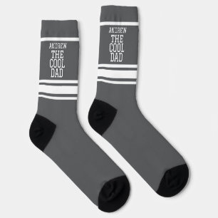Cool Dad Personalized Grey Striped Socks