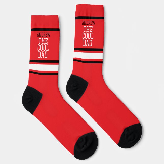 Cool Dad Personalized Red  Socks (Right)