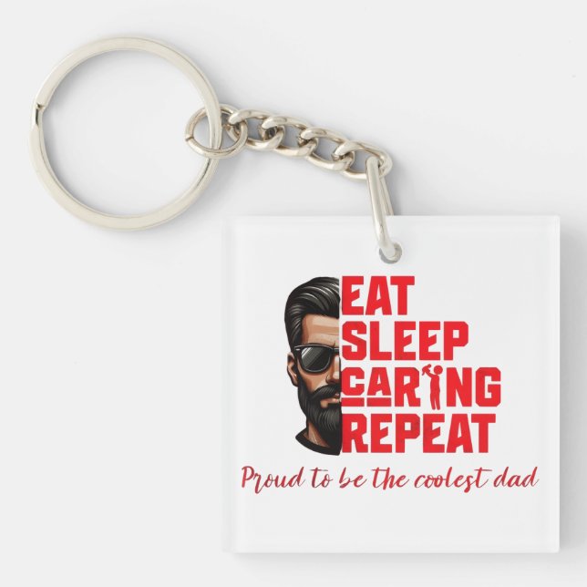 Cool Dad T-shirt Design Keychain (Front)