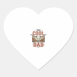 Cool Dad Western Longhorn Skull Vintage Shirt Desi Heart Sticker