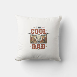 Cool Dad Western Longhorn Skull Vintage Shirt Desi Throw Pillow
