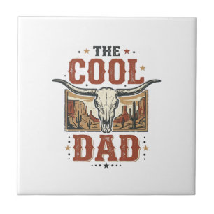 Cool Dad Western Longhorn Skull Vintage Shirt Desi Tile