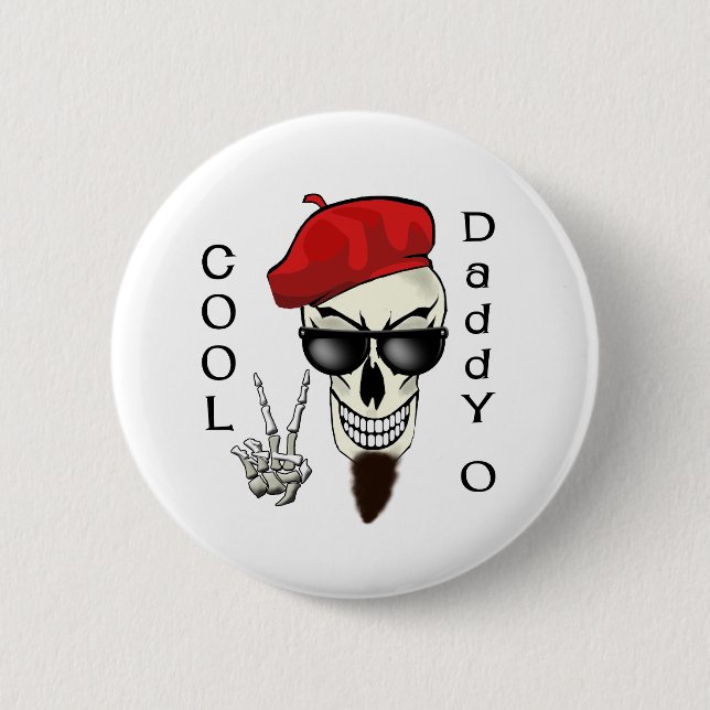 Cool Daddy - O Beatnik Skull 2 Inch Round Button (Front)