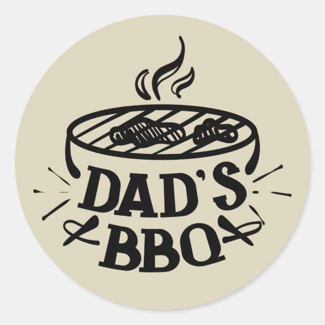 Cool Dad's BBQ word art Classic Round Sticker (Front)