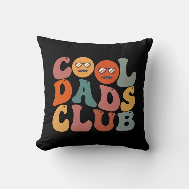 Cool Dads Club Dad Father's Day Retro Groovy Throw Pillow (Front)