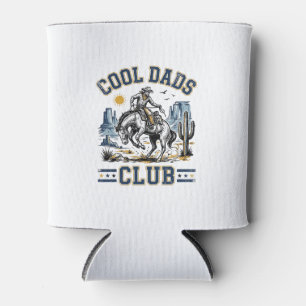 Cool Dads Club Vintage Cowboy Western Shirt Design Can Cooler