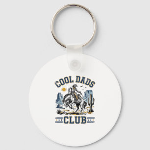Cool Dads Club Vintage Cowboy Western Shirt Design Keychain