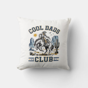 Cool Dads Club Vintage Cowboy Western Shirt Design Throw Pillow