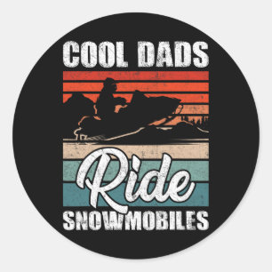 Cool Dads Ride Snowmobiles - Father Snowcross Moto Classic Round Sticker