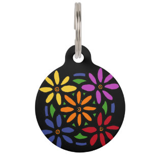 Cool Daisy Floral Art Abstract Pet Tag