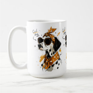 Cool Dalmatian Dog with Sunglasses & Polka Dot Bow Coffee Mug
