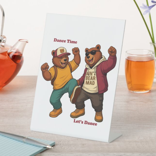 Cool Dancing Bears Pedestal Sign (In SItu)