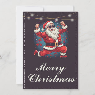 Cool dancing Santa Claus Illustration Holiday Card