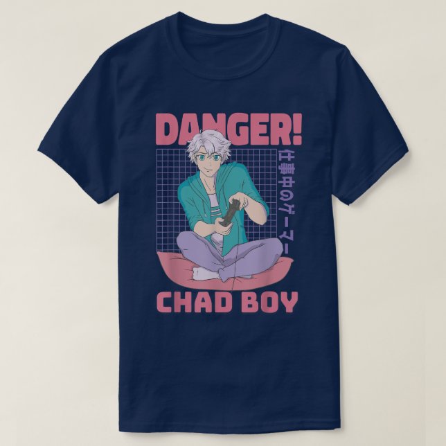 Cool Danger Anime Boy,Legendary Chad Gamer Boy Tee (Design Front)